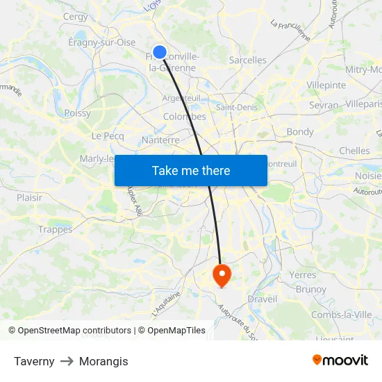 Taverny to Morangis map