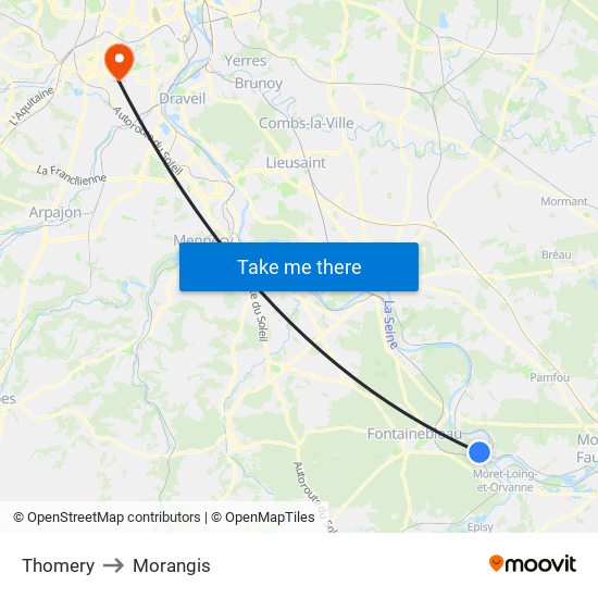 Thomery to Morangis map