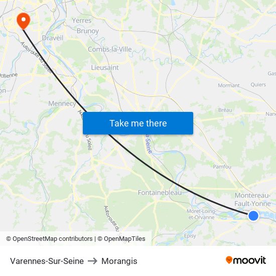 Varennes-Sur-Seine to Morangis map