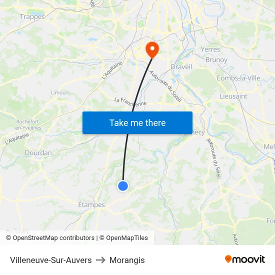 Villeneuve-Sur-Auvers to Morangis map
