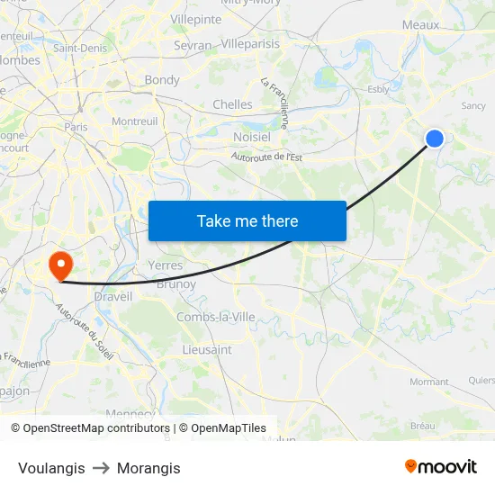 Voulangis to Morangis map