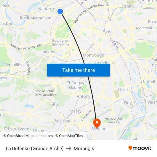 La Défense (Grande Arche) to Morangis map