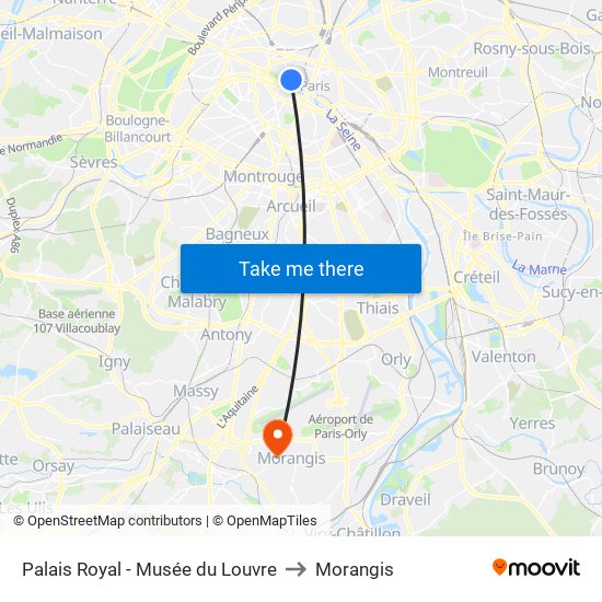 Palais Royal - Musée du Louvre to Morangis map