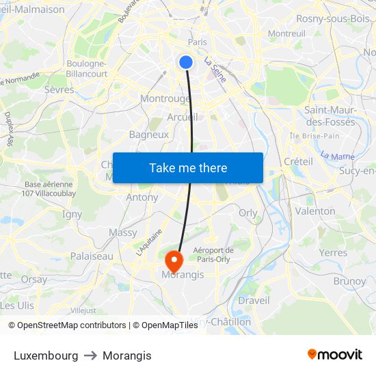 Luxembourg to Morangis map