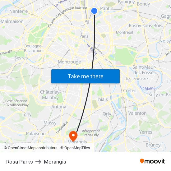 Rosa Parks to Morangis map