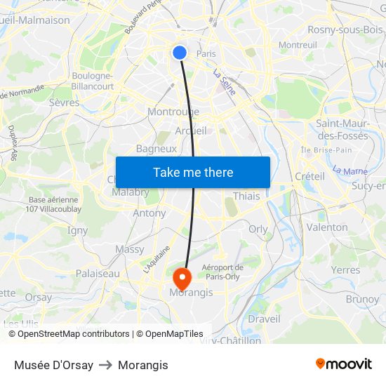 Musée D'Orsay to Morangis map
