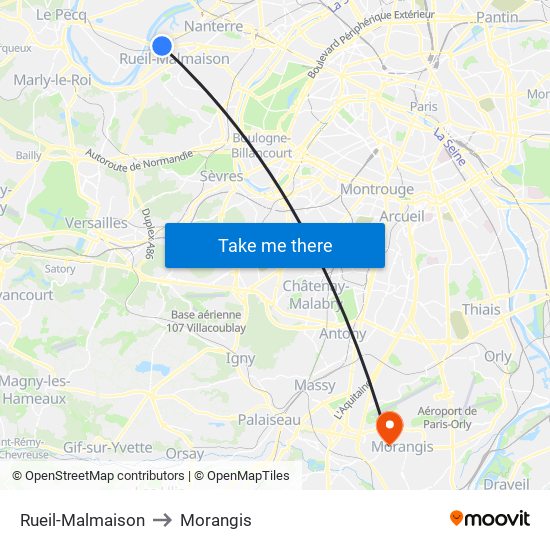 Rueil-Malmaison to Morangis map