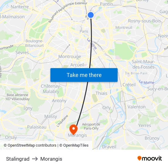 Stalingrad to Morangis map