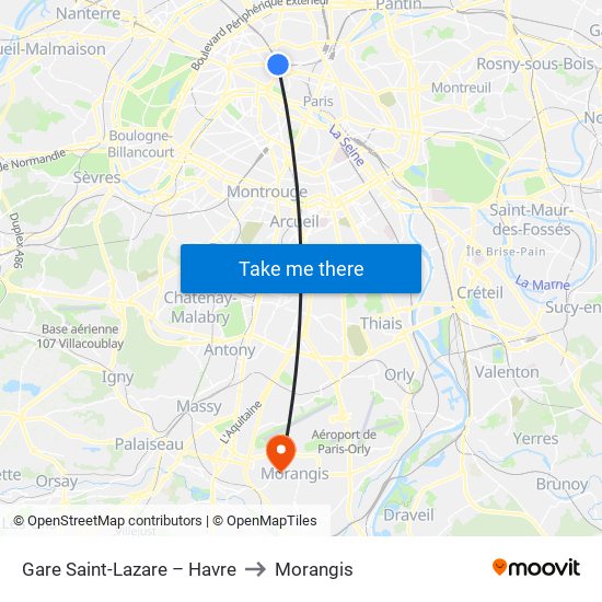 Gare Saint-Lazare – Havre to Morangis map