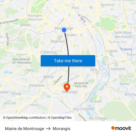 Mairie de Montrouge to Morangis map