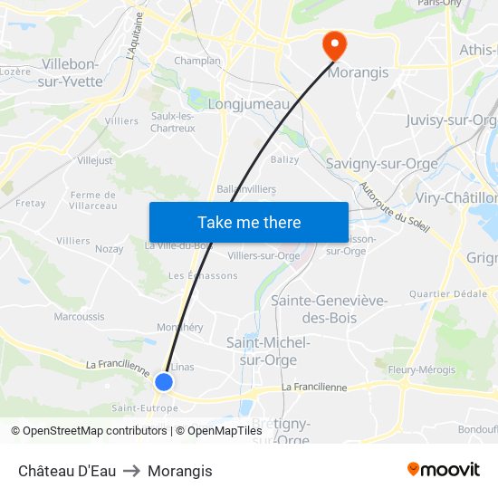 Château D'Eau to Morangis map