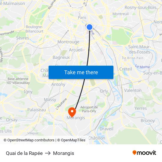 Quai de la Rapée to Morangis map