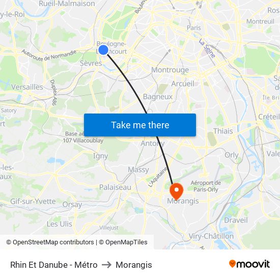 Rhin Et Danube - Métro to Morangis map