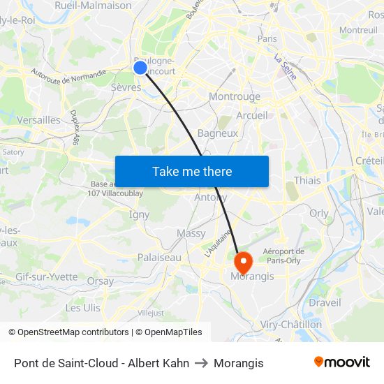 Pont de Saint-Cloud - Albert Kahn to Morangis map