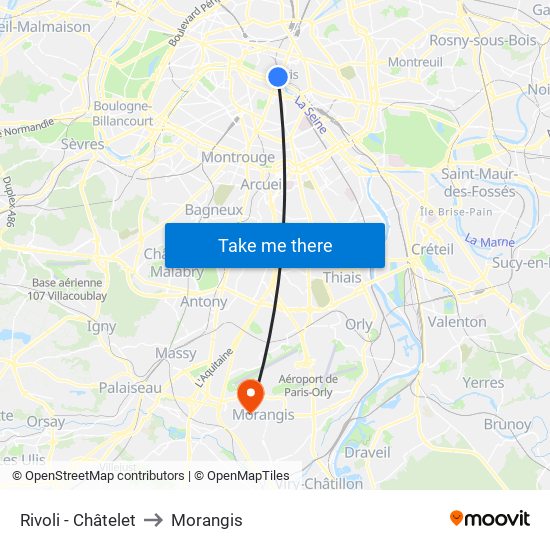 Rivoli - Châtelet to Morangis map