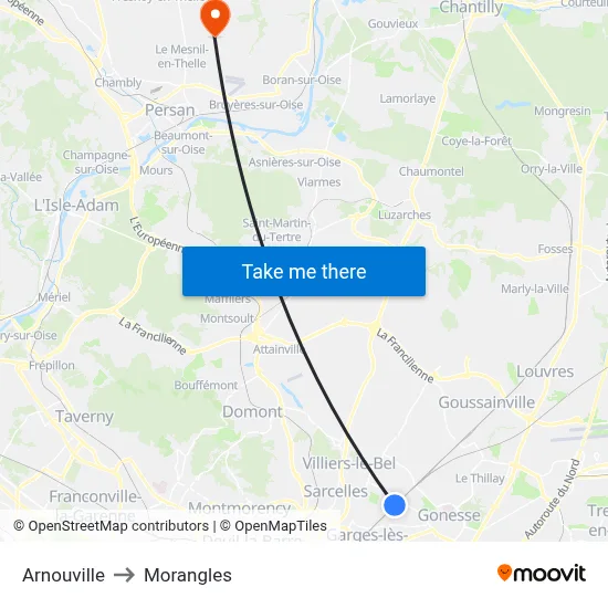 Arnouville to Morangles map