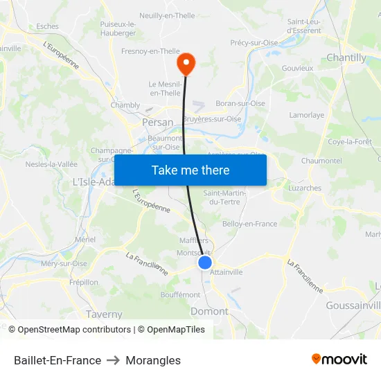 Baillet-En-France to Morangles map