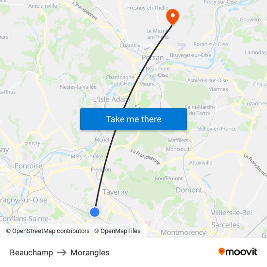 Beauchamp to Morangles map