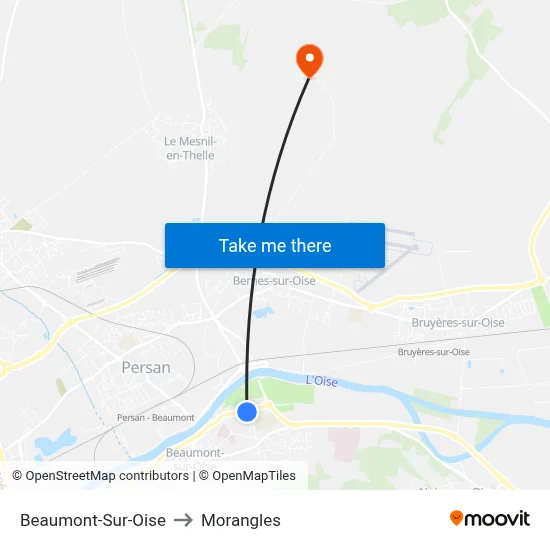 Beaumont-Sur-Oise to Morangles map