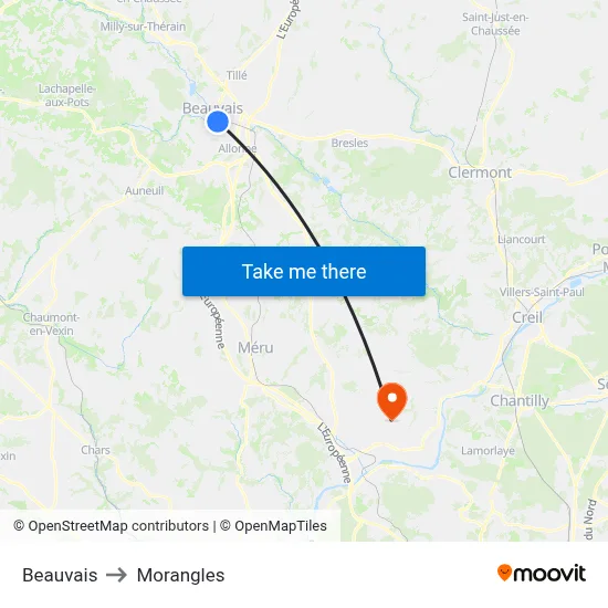 Beauvais to Morangles map