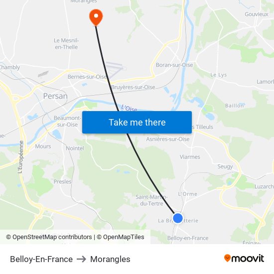 Belloy-En-France to Morangles map