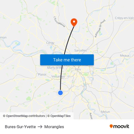 Bures-Sur-Yvette to Morangles map