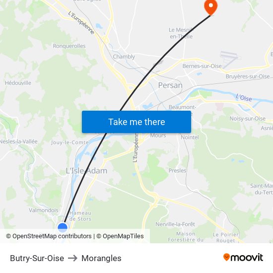 Butry-Sur-Oise to Morangles map