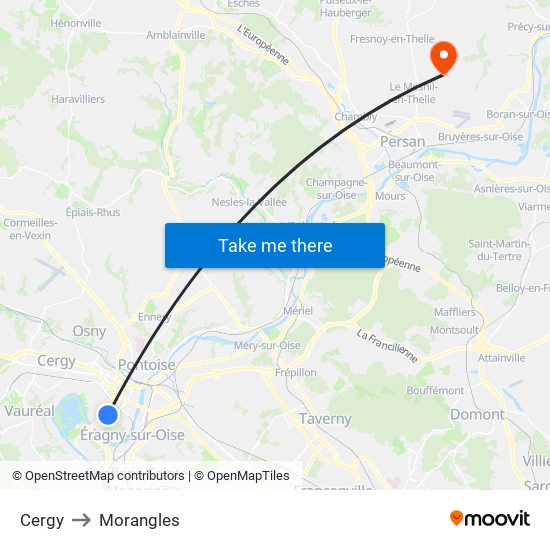 Cergy to Morangles map