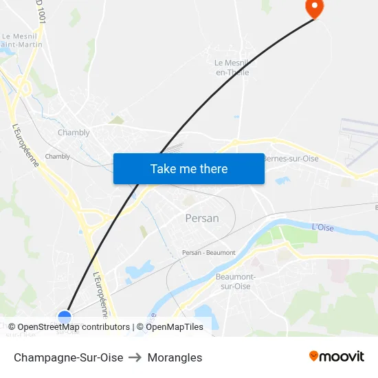 Champagne-Sur-Oise to Morangles map