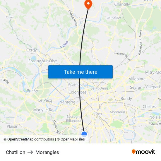 Chatillon to Morangles map