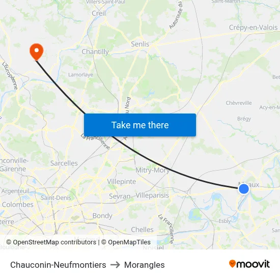 Chauconin-Neufmontiers to Morangles map