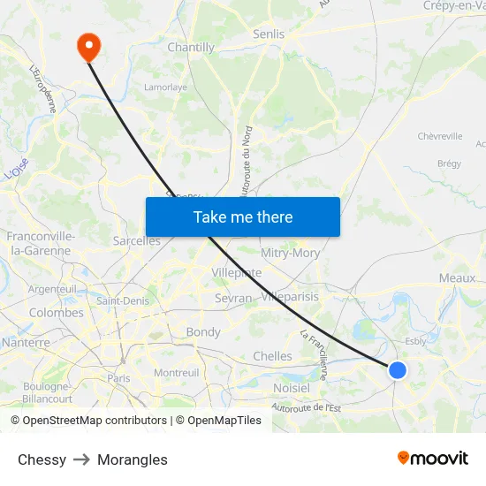 Chessy to Morangles map
