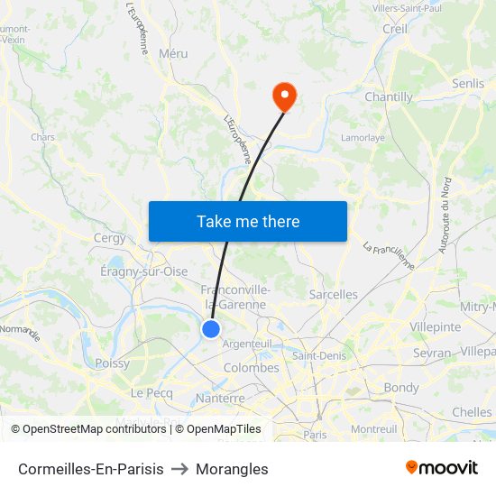 Cormeilles-En-Parisis to Morangles map