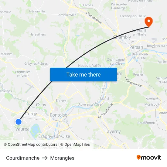 Courdimanche to Morangles map