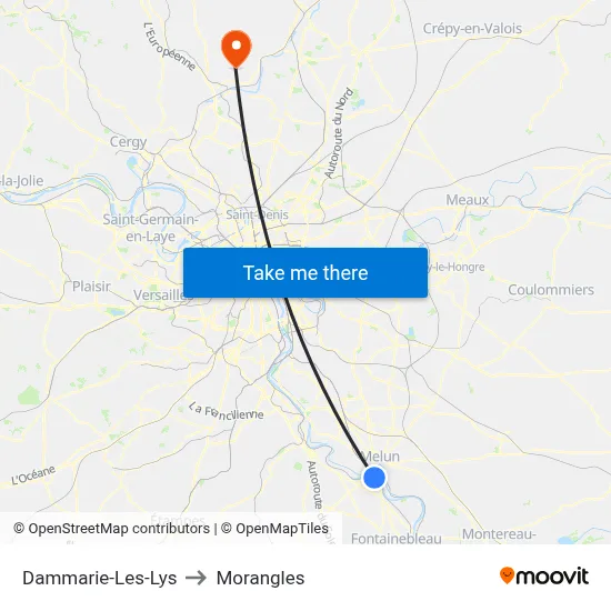 Dammarie-Les-Lys to Morangles map