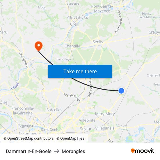 Dammartin-En-Goele to Morangles map