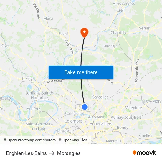 Enghien-Les-Bains to Morangles map