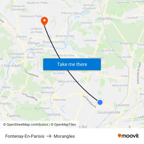 Fontenay-En-Parisis to Morangles map