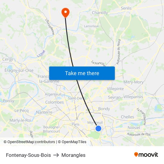 Fontenay-Sous-Bois to Morangles map