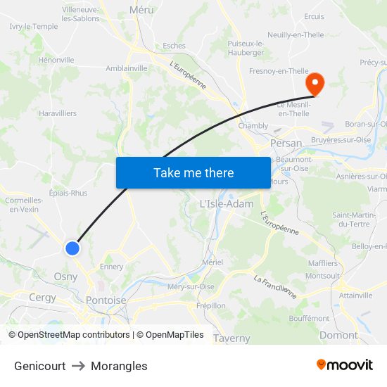 Genicourt to Morangles map