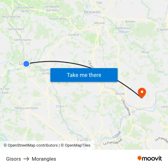 Gisors to Morangles map