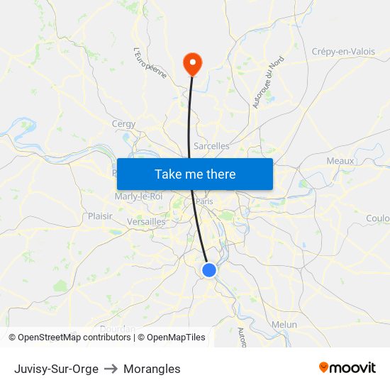 Juvisy-Sur-Orge to Morangles map
