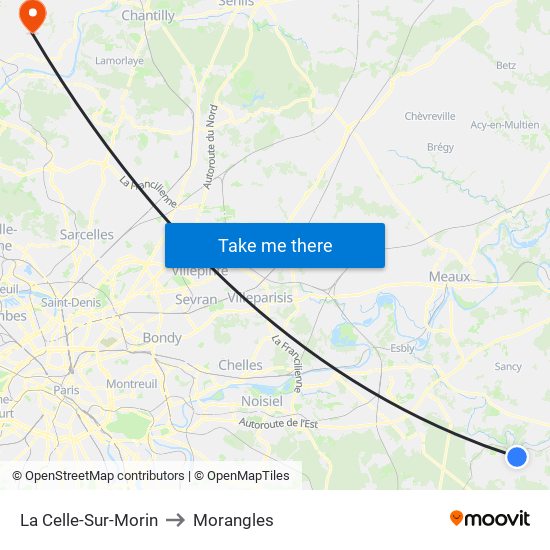 La Celle-Sur-Morin to Morangles map