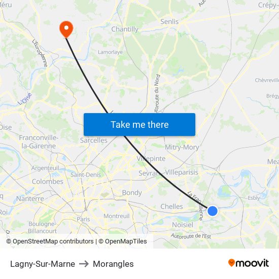 Lagny-Sur-Marne to Morangles map