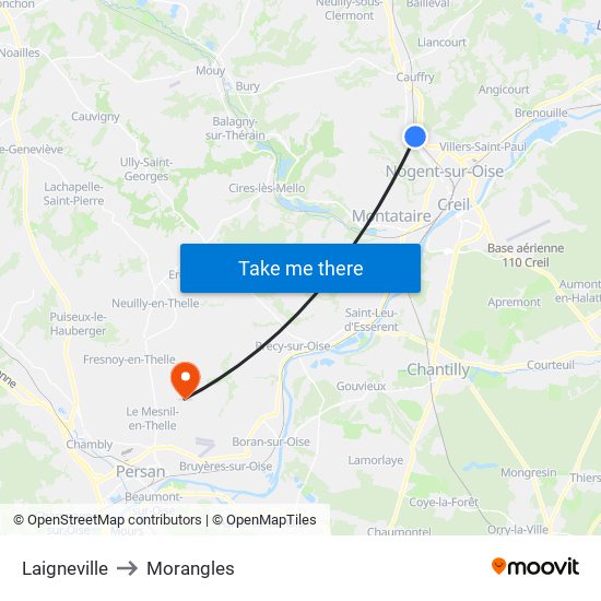Laigneville to Morangles map