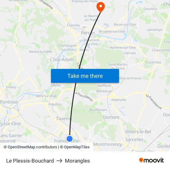 Le Plessis-Bouchard to Morangles map