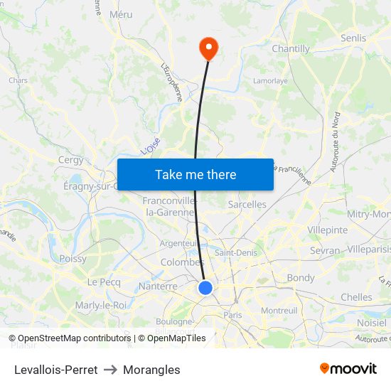 Levallois-Perret to Morangles map