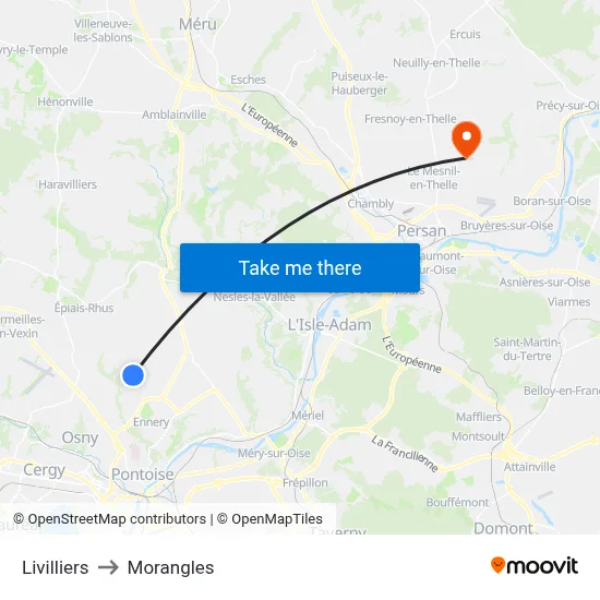 Livilliers to Morangles map