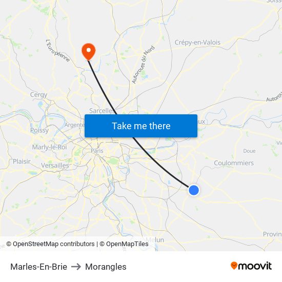 Marles-En-Brie to Morangles map