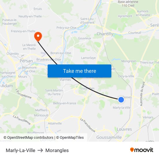 Marly-La-Ville to Morangles map